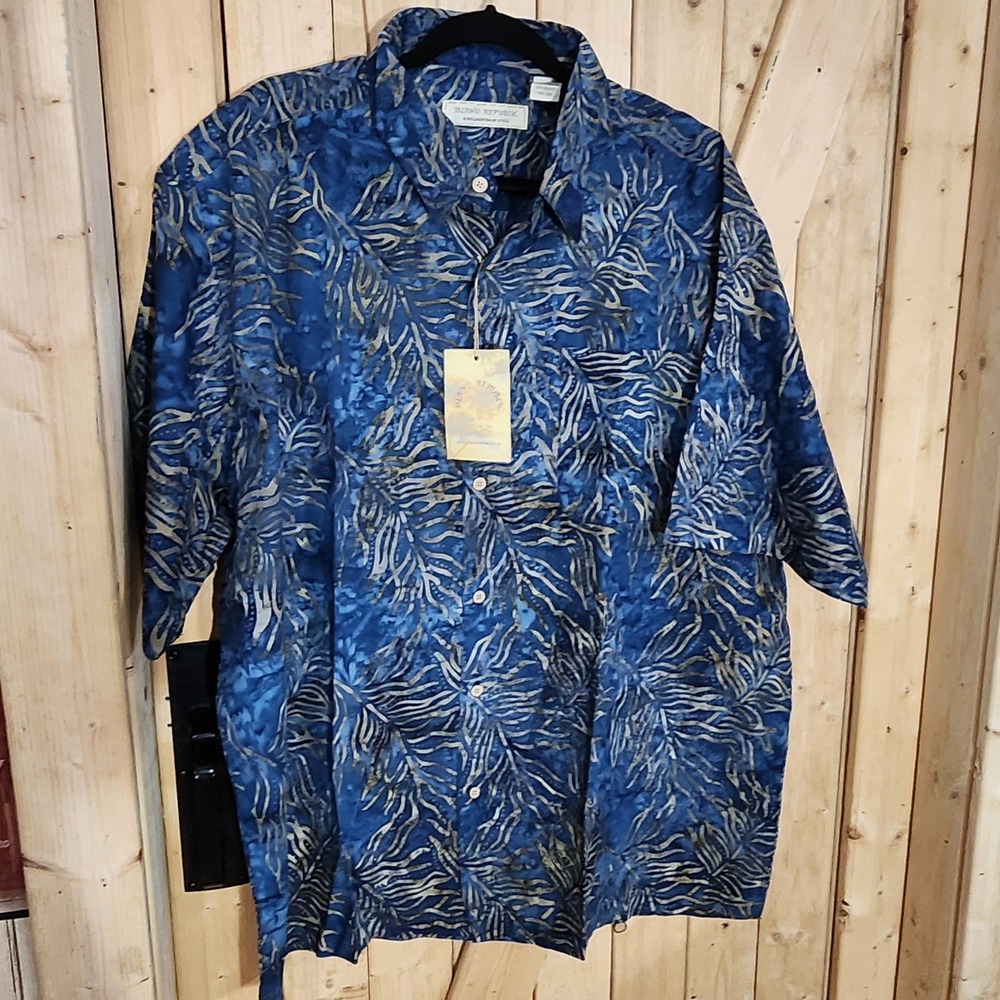 NWT VTG Island Republic Mens XXL  Shirt Cotton Short Sleeve Button Down topical